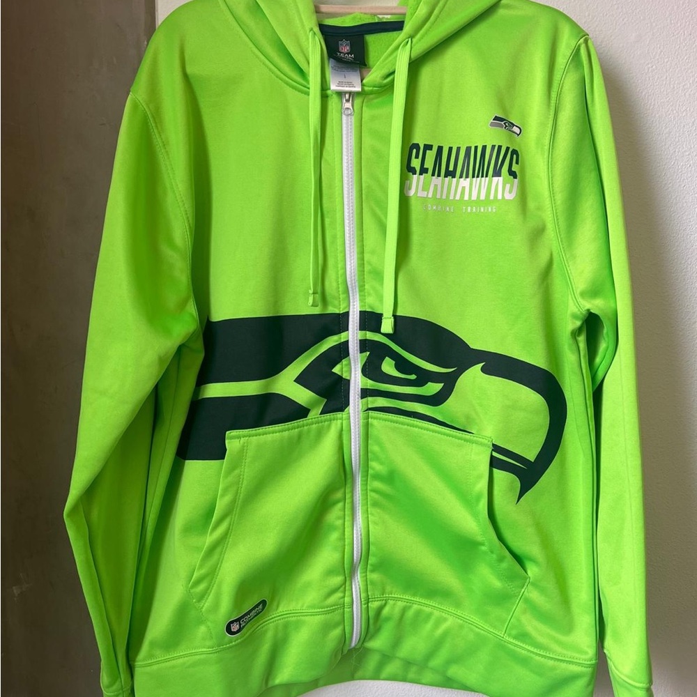 NFL Seattle Seahawks Neon Green Full-Zip Hoodie with Team Logo